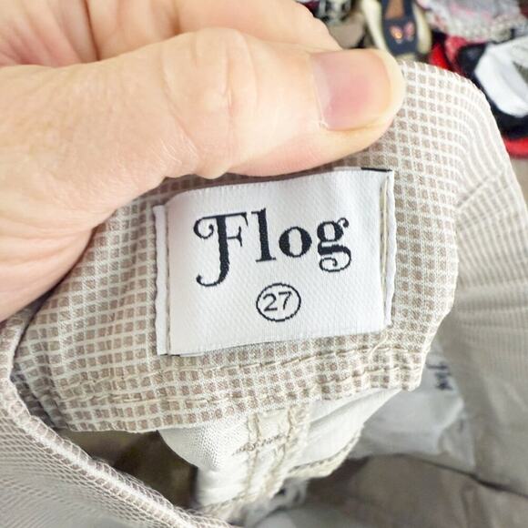 NWT Bevy Flog Tan/White Micro Plaid Pants Straight Leg Mid Rise Women's Size 27 - Picture 8 of 10